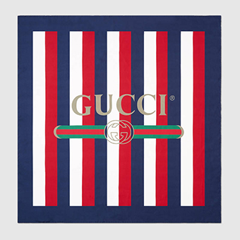 グッチ マフラー スーパーコピー GUCCI ロゴ シルヴィ ストライプ シルク スカーフ 528935 3G001 9268