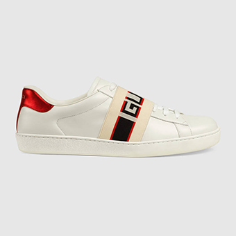 グッチ 靴 スーパーコピー GUCCI ストライプ レザー スニーカー 523469 0FIV0 9091